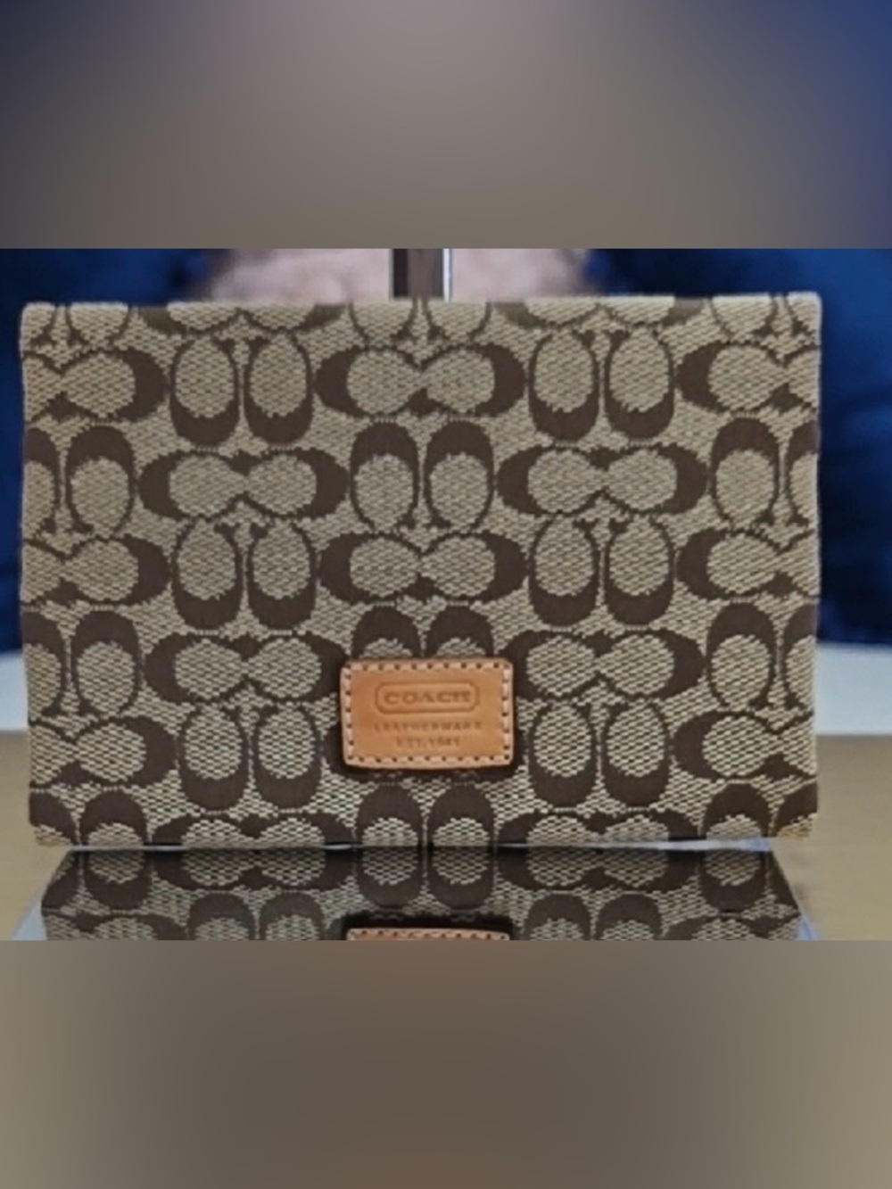 Coach Signature Jacquard wallet in Brown and Tan
